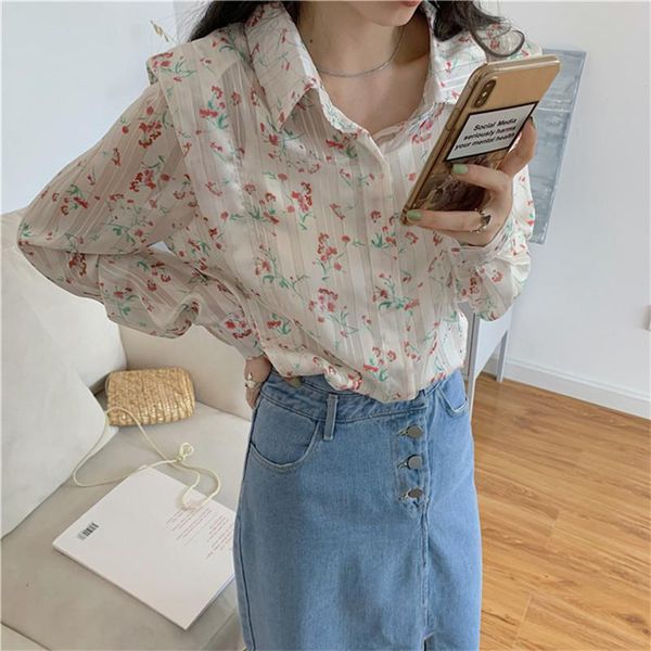 women's blouses & shirts hzirip summer chic fashion all-match casual ladies 2021 korean single-breasted gentle sweet floral long-sleeve, White
women's blouses & shirts hzirip summer chic fashion all-match casual ladies 2021 korean single-breasted gentle sweet floral long-sleeve, White