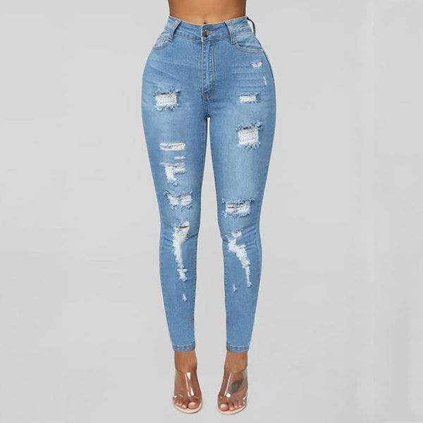 women's jeans women stretch ripped solid color hole high waist pants slim pencil long straight denim streetwear, Blue
women's jeans women stretch ripped solid color hole high waist pants slim pencil long straight denim streetwear, Blue