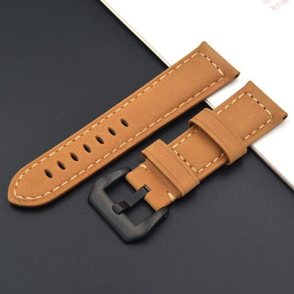watch bands 22mm 24mm handmade black buckles watchband for pam straps light brown crazy horse leather high-end bracelet, Black;brown 
watch bands 22mm 24mm handmade black buckles watchband for pam straps light brown crazy horse leather high-end bracelet, Black;brown