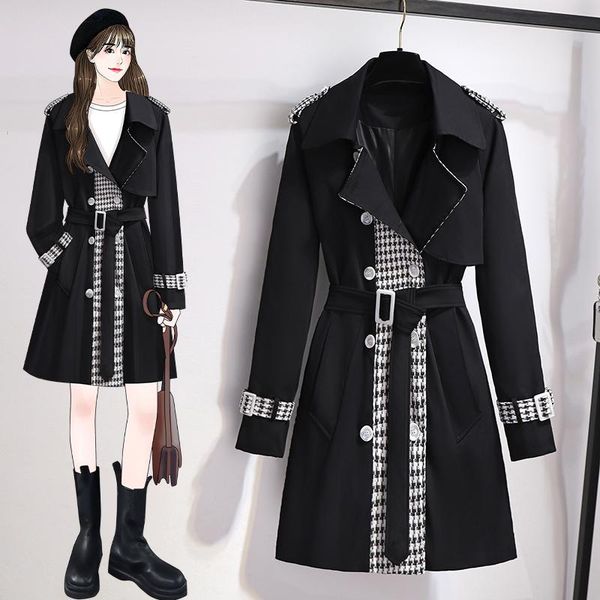 women's trench coats 2021 elegant patchwork casual women loose overcoat turn-down collar long windbreaker s285, Tan;black
women's trench coats 2021 elegant patchwork casual women loose overcoat turn-down collar long windbreaker s285, Tan;black