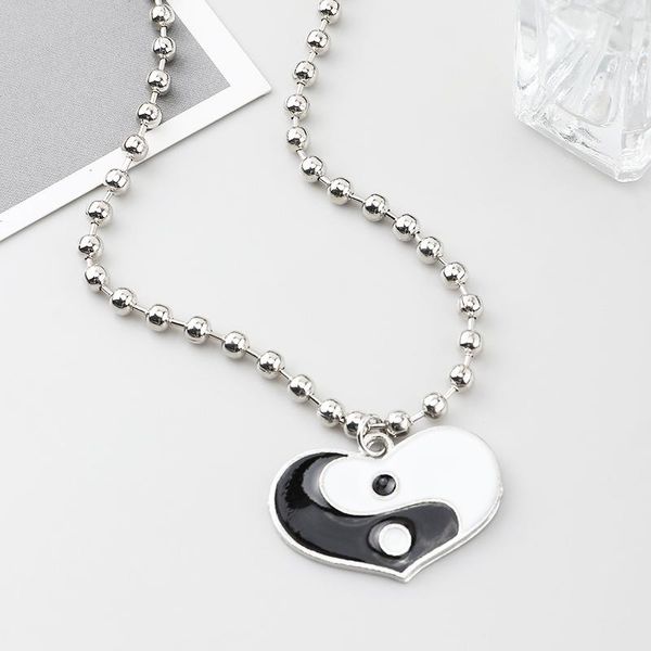 pendant necklaces punk style yinyang necklace heart yin yang beads chain for friend couple 2021 trend nightclub jewelry, Silver
pendant necklaces punk style yinyang necklace heart yin yang beads chain for friend couple 2021 trend nightclub jewelry, Silver