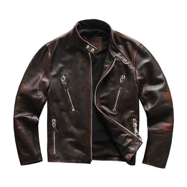 men's leather & faux vintage cowhide jackets genuine multi zippers motorcycle biker slim fit coat for male, Black
men's leather & faux vintage cowhide jackets genuine multi zippers motorcycle biker slim fit coat for male, Black