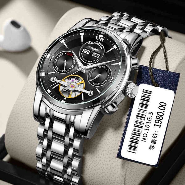 guanqin men white watches multifunctional calendar week business sports automatic mechanical waterproof men, Slivery;brown
guanqin men white watches multifunctional calendar week business sports automatic mechanical waterproof men, Slivery;brown