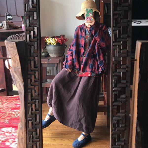 johnature a-line skirts vintage solid color mid-calf length linen comfortable 2021 autumn clothes elastic waist women, Black
johnature a-line skirts vintage solid color mid-calf length linen comfortable 2021 autumn clothes elastic waist women, Black