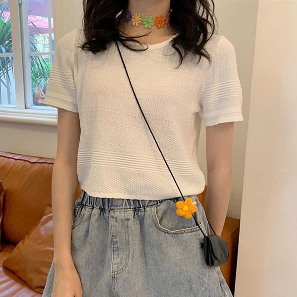 women's t-shirt crop female solid cotton o-neck short sleeve t-shirts for women high waist slim casual retro femme, White
women's t-shirt crop female solid cotton o-neck short sleeve t-shirts for women high waist slim casual retro femme, White