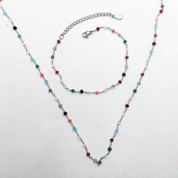 earrings & necklace joyeria acero inoxidable mujer lujo 3mm candy color glass beads couples bracelet jewelry set female gift making, Silver
earrings & necklace joyeria acero inoxidable mujer lujo 3mm candy color glass beads couples bracelet jewelry set female gift making, Silver