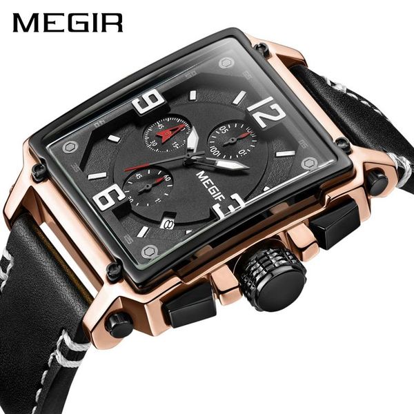 wristwatches megir rose gold square mens watches chronograph quartz watch clock men leather sport army military, Slivery;brown
wristwatches megir rose gold square mens watches chronograph quartz watch clock men leather sport army military, Slivery;brown