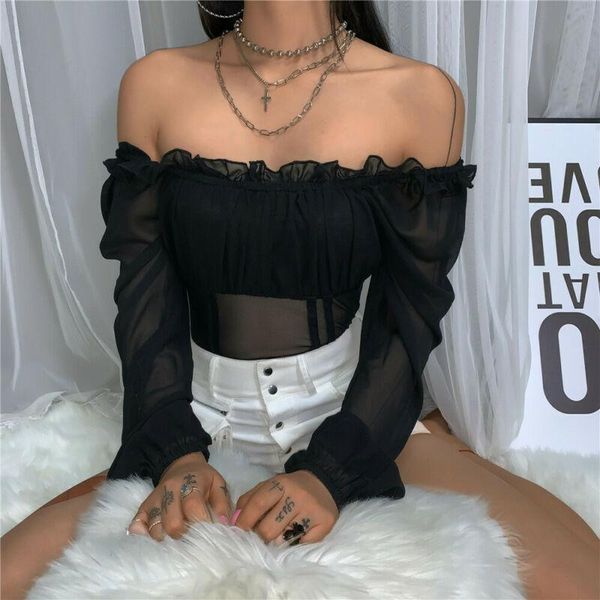 women's jumpsuits & rompers women off shoulder gothic bodysuits short romper sheer long sleeve stretch bodysuit autumn top, Black;white
women's jumpsuits & rompers women off shoulder gothic bodysuits short romper sheer long sleeve stretch bodysuit autumn top, Black;white