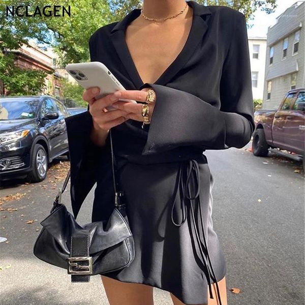 casual dresses nclagen lady chic sashes lace up v neck solid satin black white dress party club minimalist bodycon outfits, Black;gray
casual dresses nclagen lady chic sashes lace up v neck solid satin black white dress party club minimalist bodycon outfits, Black;gray
