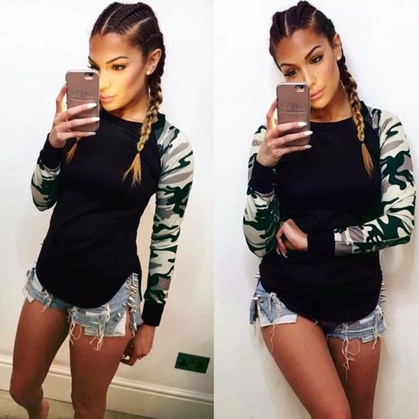 women's camouflage print t-shirts spring autumn casual long sleeve patchwork t shirt female red pink grey pullover t-shirt, White
women's camouflage print t-shirts spring autumn casual long sleeve patchwork t shirt female red pink grey pullover t-shirt, White