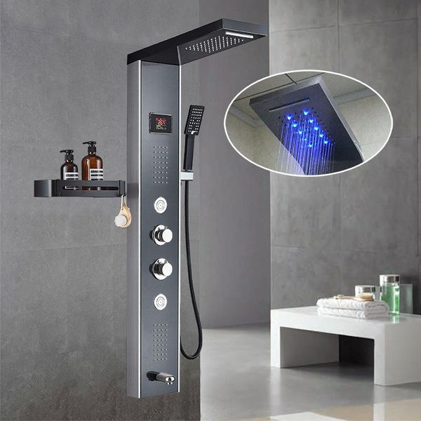 bathroom shower sets rain hydroelectric temperature display led light thermostatic set 304 stainless steel screen
bathroom shower sets rain hydroelectric temperature display led light thermostatic set 304 stainless steel screen
