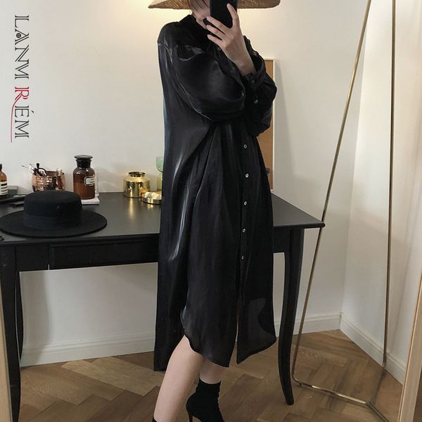 women black big size mid-long dress arrivals lapel neck long sleeve loose fit fashion tide spring autumn 2e1540 210507, Black;gray
women black big size mid-long dress arrivals lapel neck long sleeve loose fit fashion tide spring autumn 2e1540 210507, Black;gray