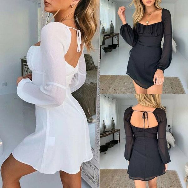 casual dresses 2021 style fashion women mesh halter bandage dress female long puff sleeve solid backless short mini summer, Black;gray
casual dresses 2021 style fashion women mesh halter bandage dress female long puff sleeve solid backless short mini summer, Black;gray