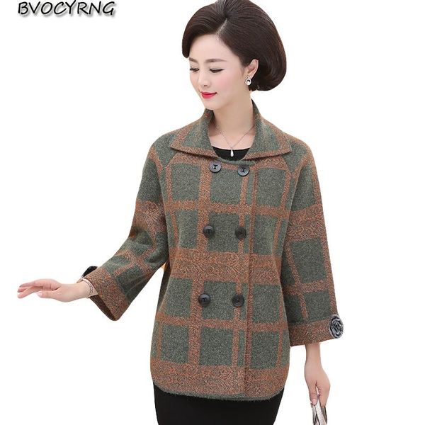 women's sweaters middle-aged and old women autumn winter loose knit coat 2021 wool parka fashion noble plaid short, White;black
women's sweaters middle-aged and old women autumn winter loose knit coat 2021 wool parka fashion noble plaid short, White;black