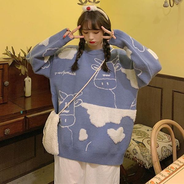 women's sweaters vintage casual loose lazy cow sweater female harajuku women japanese kawaii cute ulzzang clothing for pullover, White;black
women's sweaters vintage casual loose lazy cow sweater female harajuku women japanese kawaii cute ulzzang clothing for pullover, White;black