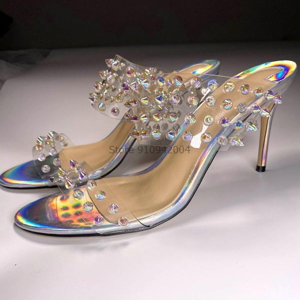 fashion pvc transparent women's slippers summer spike sandal high heels studded outdoor party women mules slide, Black
fashion pvc transparent women's slippers summer spike sandal high heels studded outdoor party women mules slide, Black
