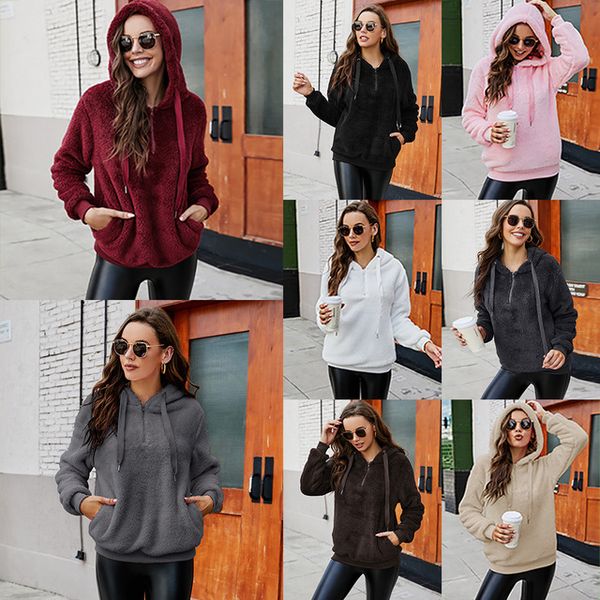 women's long-sleeved hoodie zipper hooded collar solid color female sweater fleece jacket with pockets, Black
women's long-sleeved hoodie zipper hooded collar solid color female sweater fleece jacket with pockets, Black