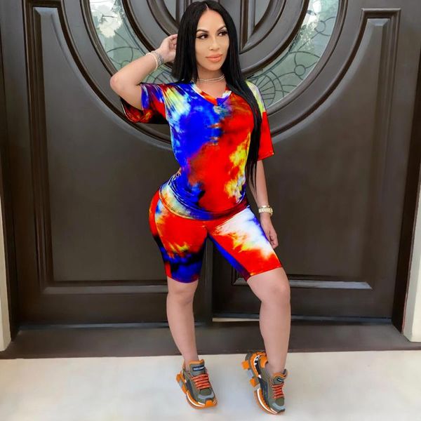 women's tie dyed v-neck leisure fashion tracksuit sports crop seamless shorts printing set with mask gym clothing, White;black
women's tie dyed v-neck leisure fashion tracksuit sports crop seamless shorts printing set with mask gym clothing, White;black