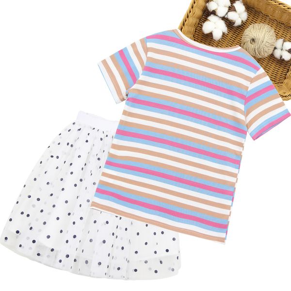 kids clothes rainbow stirped suit for girls tshirt + dot skirt outfit for girls mesh tracksuit kids 6 8 10 12 14, White
kids clothes rainbow stirped suit for girls tshirt + dot skirt outfit for girls mesh tracksuit kids 6 8 10 12 14, White