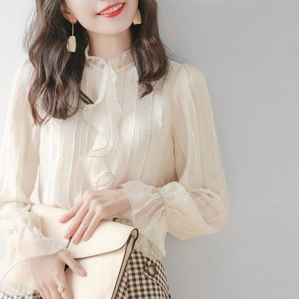 women's blouses & shirts 2021 fashion women spring autumn chic chiffon flare long sleeve blouse lady casual ruffled collar lace patchwo, White
women's blouses & shirts 2021 fashion women spring autumn chic chiffon flare long sleeve blouse lady casual ruffled collar lace patchwo, White