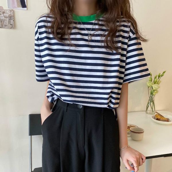 preppy style striped short sleeve t-shirts summer o-neck tees korean casual ladies loose women's clothing ins hipster t-shirt, White
preppy style striped short sleeve t-shirts summer o-neck tees korean casual ladies loose women's clothing ins hipster t-shirt, White