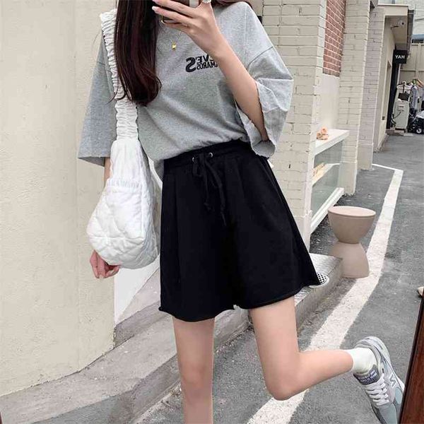 super high waistwomen's summer thin section sports shorts korean fashion loose and a line wid-eleg pants 210507, White;black
super high waistwomen's summer thin section sports shorts korean fashion loose and a line wid-eleg pants 210507, White;black