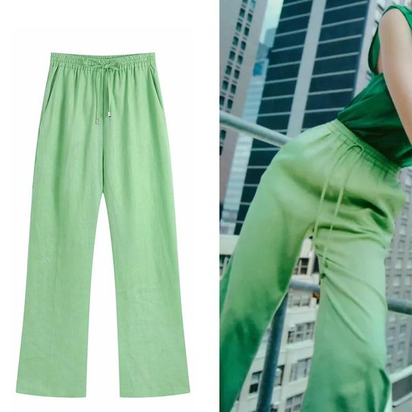 women's pants & capris za 2022 green women linen wide leg trousers high waist woman summer baggy tied streetwear ladies, Black;white
women's pants & capris za 2022 green women linen wide leg trousers high waist woman summer baggy tied streetwear ladies, Black;white