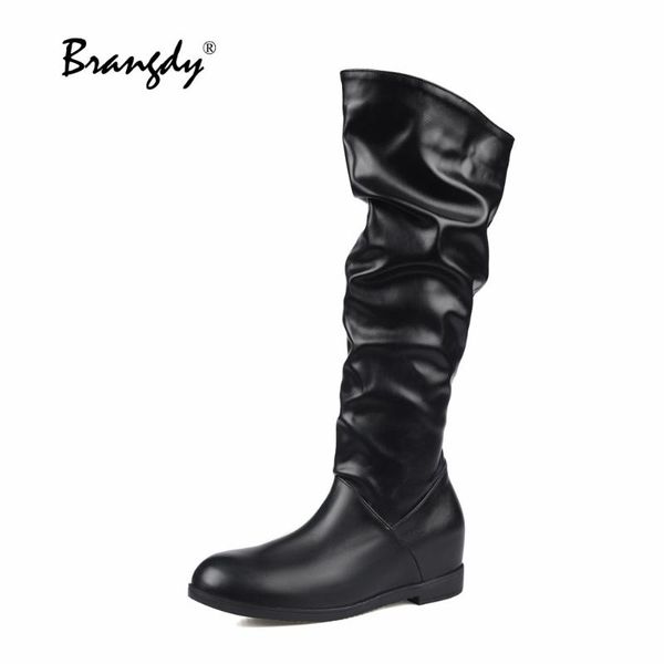boots brangdy 2022 concise women knee hight pu leather pleated shoes round toe winter knight retro hidden heel, Black
boots brangdy 2022 concise women knee hight pu leather pleated shoes round toe winter knight retro hidden heel, Black