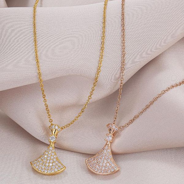 pendant necklaces sweet luxury full zircon crystal princess dress stainless steel women fashion romantic female wedding jewelry, Silver
pendant necklaces sweet luxury full zircon crystal princess dress stainless steel women fashion romantic female wedding jewelry, Silver