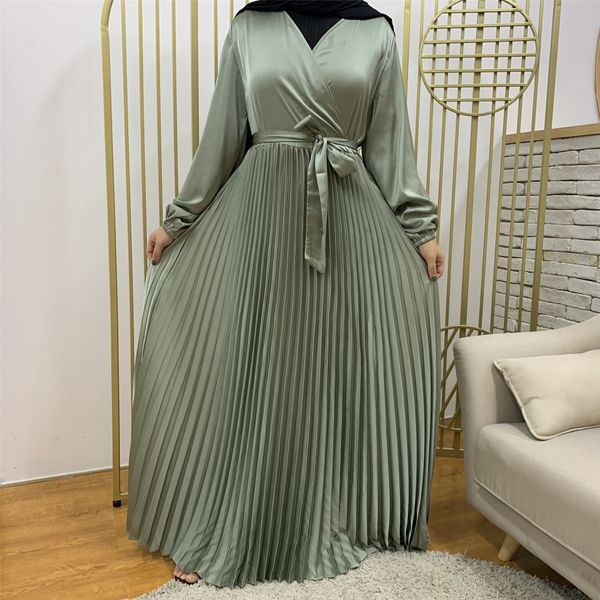 eid satin hijab dress abaya for women fashion surplice neline long sleeve belt pleated dresses muslim islamic dubai turkey, Red
eid satin hijab dress abaya for women fashion surplice neline long sleeve belt pleated dresses muslim islamic dubai turkey, Red