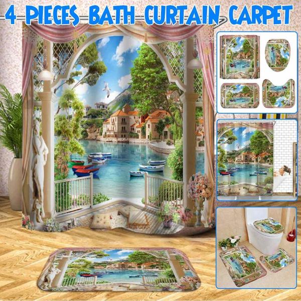 shower curtains mediterranean sea printing bathroom curtain set bath toilet cover mat non-slip rug frabic waterproof polyester with hooks
shower curtains mediterranean sea printing bathroom curtain set bath toilet cover mat non-slip rug frabic waterproof polyester with hooks