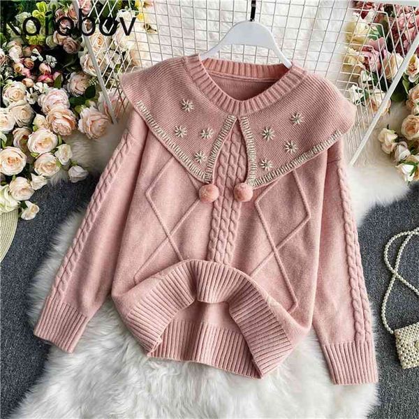 korobov preppy style pearls sweet sweaters korean long sleeve peter pan collar sueter mujer new chic high street female pullover 210430, White;black
korobov preppy style pearls sweet sweaters korean long sleeve peter pan collar sueter mujer new chic high street female pullover 210430, White;black
