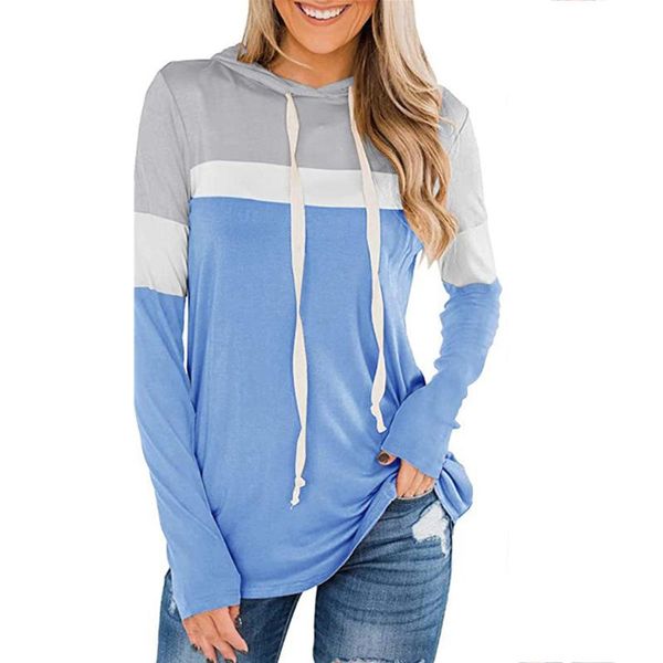 women's t-shirt women patchwork long sleeve drawstring hoodies basic soft pullover ladies casual loose female clothing, White
women's t-shirt women patchwork long sleeve drawstring hoodies basic soft pullover ladies casual loose female clothing, White