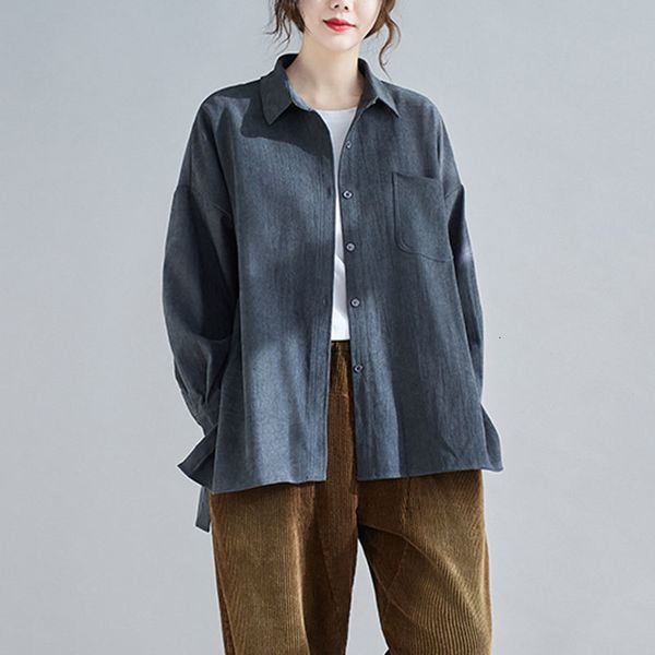 women's blouses & shirts spring autumn arts style women long sleeve loose single pocket cotton casual turn-down collar blouse femm, White
women's blouses & shirts spring autumn arts style women long sleeve loose single pocket cotton casual turn-down collar blouse femm, White