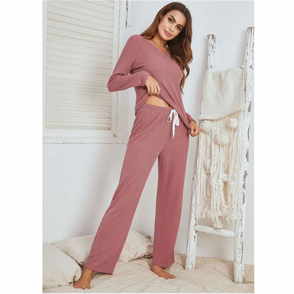 fashion casual solid sleepwear women thread knitting 2 piece set long trousers suit autumn winter pullover leisure homewear, Black;red
fashion casual solid sleepwear women thread knitting 2 piece set long trousers suit autumn winter pullover leisure homewear, Black;red