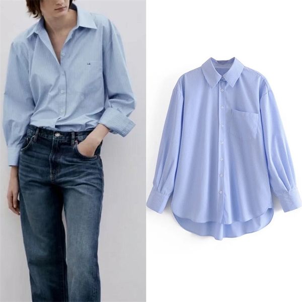 za women blue striped shirt plus size blouse office lady long sleeve casual loose version oversized chic 210730, White
za women blue striped shirt plus size blouse office lady long sleeve casual loose version oversized chic 210730, White