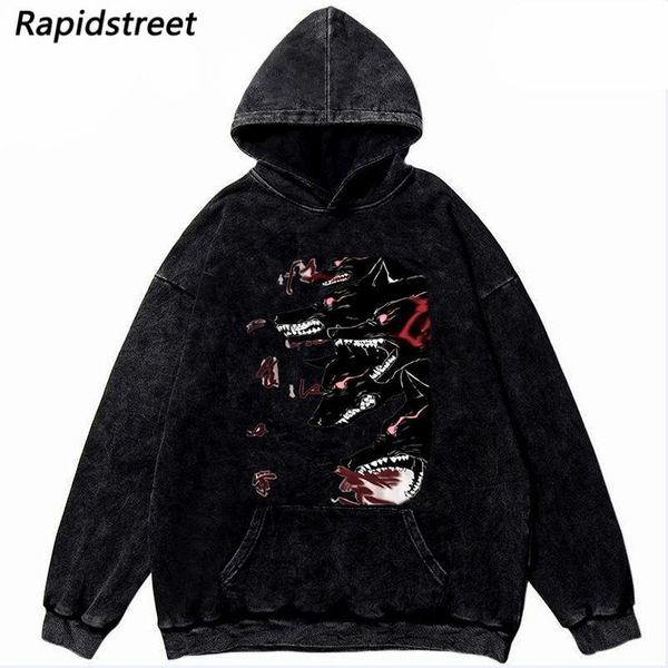 men's hoodies & sweatshirts streetwear harajuku oversize hoodie washed sweatshirt hip hop wolf print hooded men cotton loose pullover 2, Black
men's hoodies & sweatshirts streetwear harajuku oversize hoodie washed sweatshirt hip hop wolf print hooded men cotton loose pullover 2, Black
