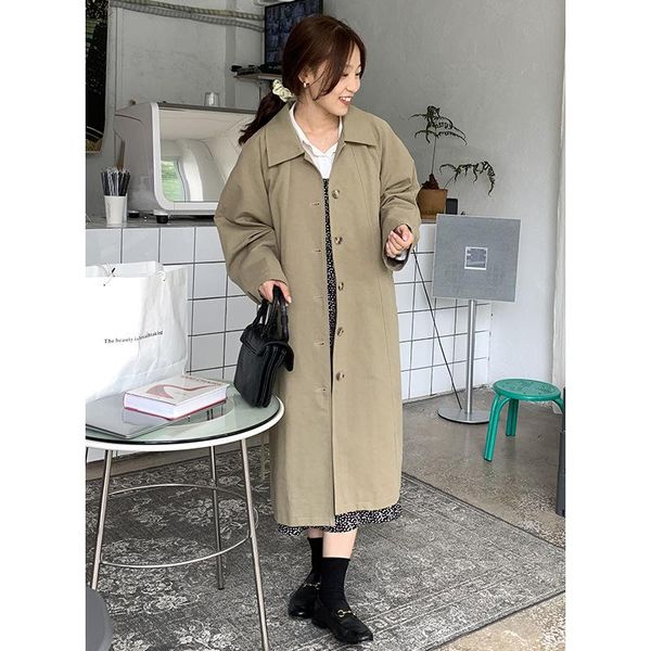 women's trench coats autumn japanese long single breasted women pure color windbreaker loose woman coat, Tan;black
women's trench coats autumn japanese long single breasted women pure color windbreaker loose woman coat, Tan;black