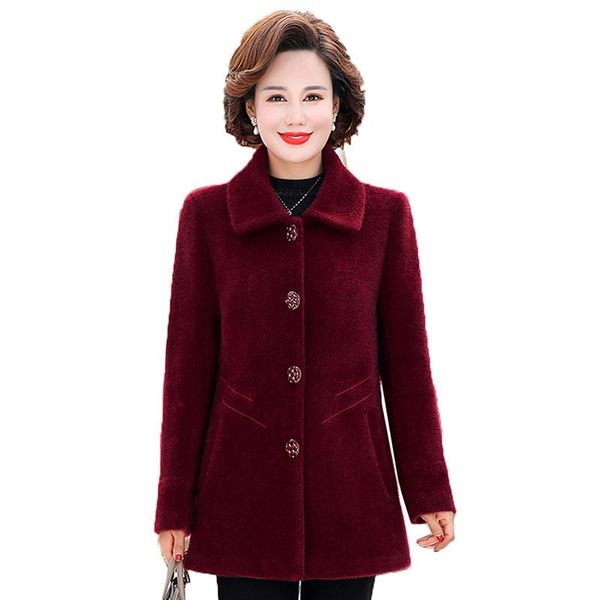 women's wool & blends autumn winter fashion faux mink velvet coat large size warm women woolen jacket overcoat mother dress 5xl w702, Black
women's wool & blends autumn winter fashion faux mink velvet coat large size warm women woolen jacket overcoat mother dress 5xl w702, Black