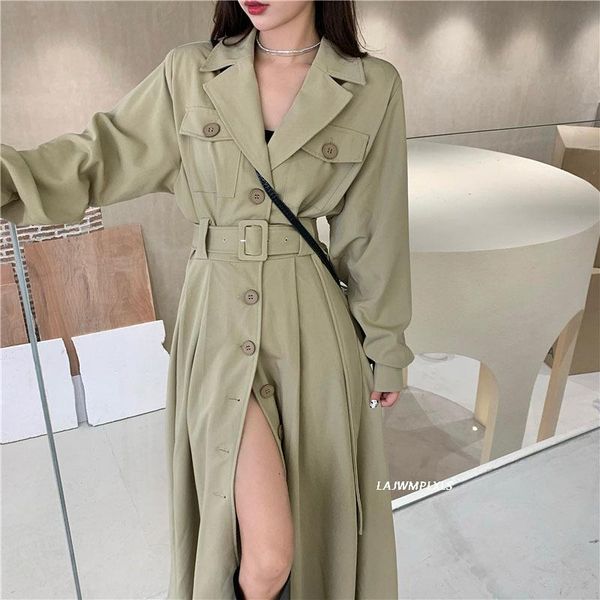 women's trench coats british fashion long women autumn spring sleeve elegant windbreaker belt waisted classic khaki black, Tan;black
women's trench coats british fashion long women autumn spring sleeve elegant windbreaker belt waisted classic khaki black, Tan;black