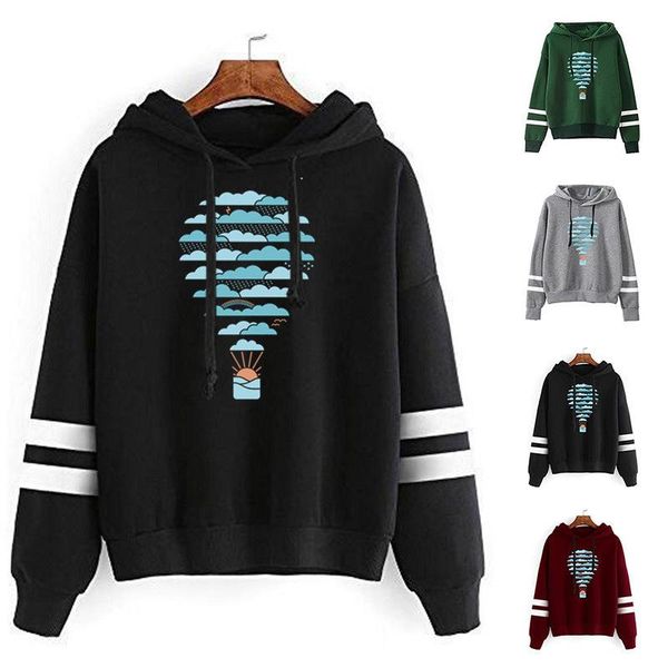 women's hoodies & sweatshirts women hoodie air balloon printed double striped long sleeve fleece sweatshirt with hat girls pullovers wi, Black
women's hoodies & sweatshirts women hoodie air balloon printed double striped long sleeve fleece sweatshirt with hat girls pullovers wi, Black
