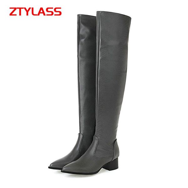 boots women faux leather over the knee comfort square low heel thigh fashion zipper pointed toe women's shoes blue gold, Black
boots women faux leather over the knee comfort square low heel thigh fashion zipper pointed toe women's shoes blue gold, Black