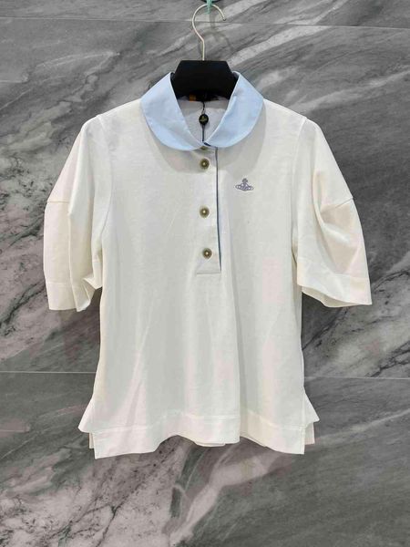 women's t-shirt two color t-shirt, niche design, small lapel shirt, ball sleeve, personality, White
women's t-shirt two color t-shirt, niche design, small lapel shirt, ball sleeve, personality, White
