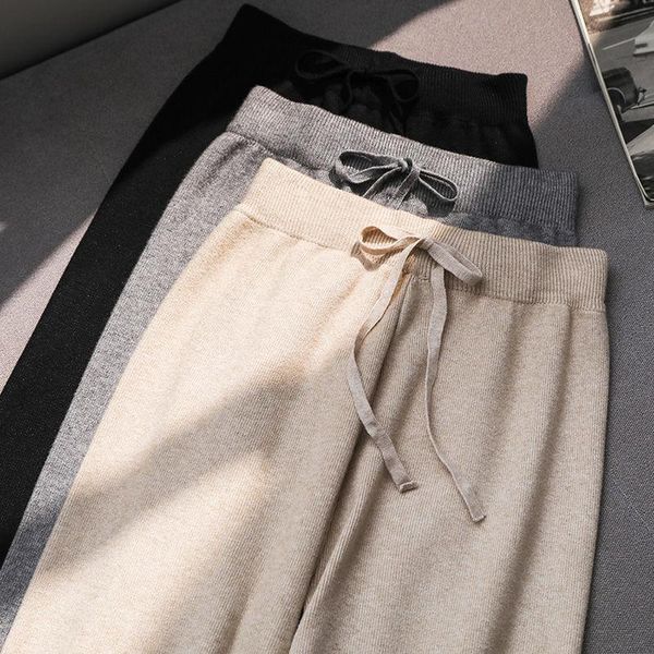 women's pants & capris women 2021 autumn winter thick casual straight female drawstring loose knitted wide leg ladies trousers x240, Black;white
women's pants & capris women 2021 autumn winter thick casual straight female drawstring loose knitted wide leg ladies trousers x240, Black;white