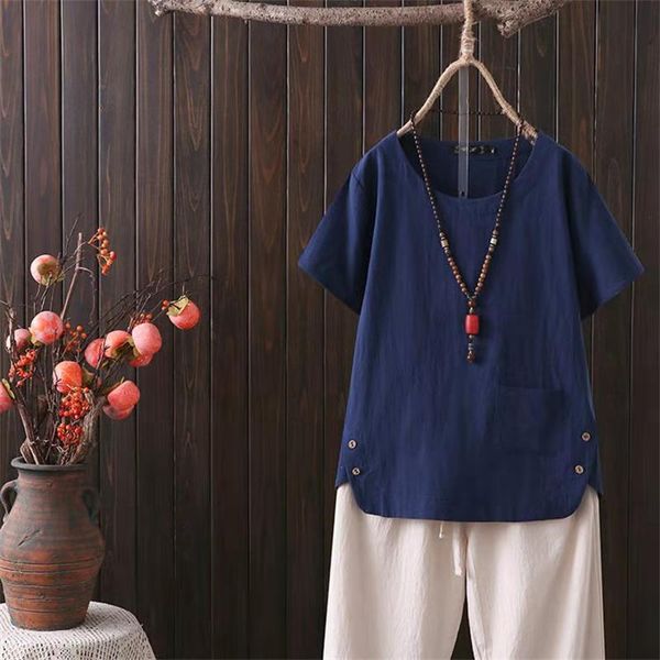 ethnic clothing summer white women chinese style short sleeved cotton linen shirt solid color round neck casual plus size traditional, Red
ethnic clothing summer white women chinese style short sleeved cotton linen shirt solid color round neck casual plus size traditional, Red