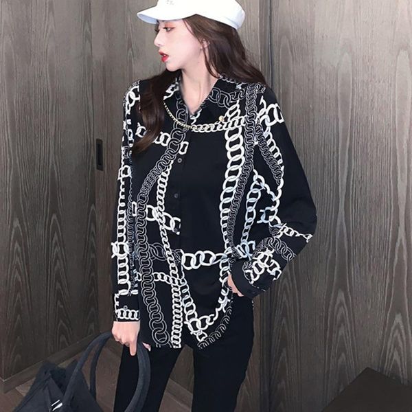 women's blouses & shirts vintage for women korean chain print collar casual loose fashion all-match long-sleeved white black
women's blouses & shirts vintage for women korean chain print collar casual loose fashion all-match long-sleeved white black