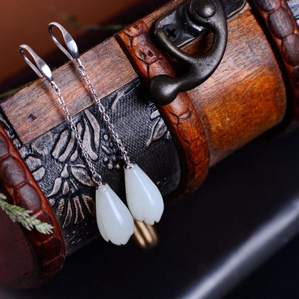 hoop & huggie meibapj real s925 sterling silver simple set hetian white jade lotus bud women's earrings exquisite party gift jewelry, Golden;silver
hoop & huggie meibapj real s925 sterling silver simple set hetian white jade lotus bud women's earrings exquisite party gift jewelry, Golden;silver