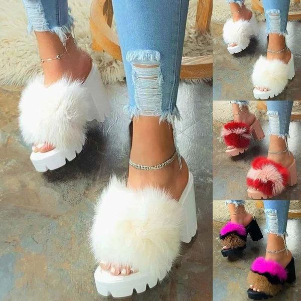 slippers 2021 european and american open toe hairy high-heel sandals for ladies plus size women's shoes, Black
slippers 2021 european and american open toe hairy high-heel sandals for ladies plus size women's shoes, Black