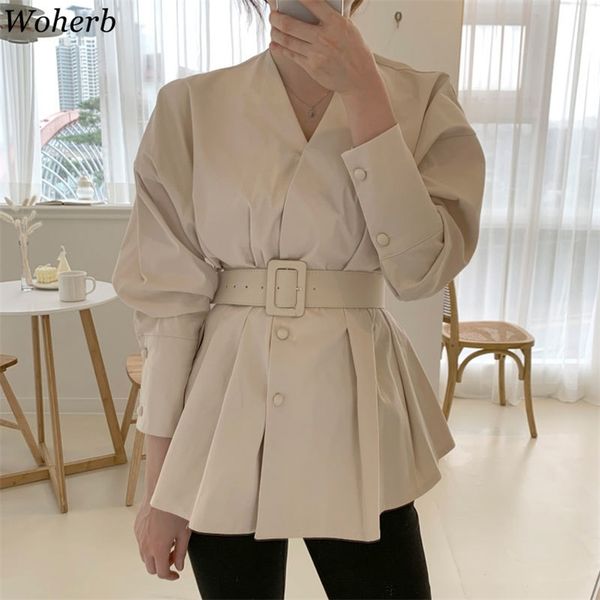 wohern korean ins elegant long sleeve blouse with belt office lady casual slim waist puff ruffle shirt chic blusas autumn 210519, White
wohern korean ins elegant long sleeve blouse with belt office lady casual slim waist puff ruffle shirt chic blusas autumn 210519, White