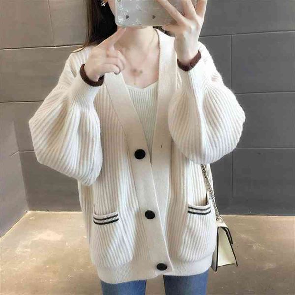 autumn spring women korean style sweater loose casual solid color v-neck knitted long-sleeved cardigan, White;black
autumn spring women korean style sweater loose casual solid color v-neck knitted long-sleeved cardigan, White;black
